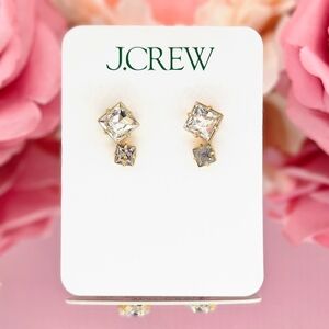 J. Crew Earrings .7" Gold Square Sparkle Stud Earrings Recycled Brass Minimalist